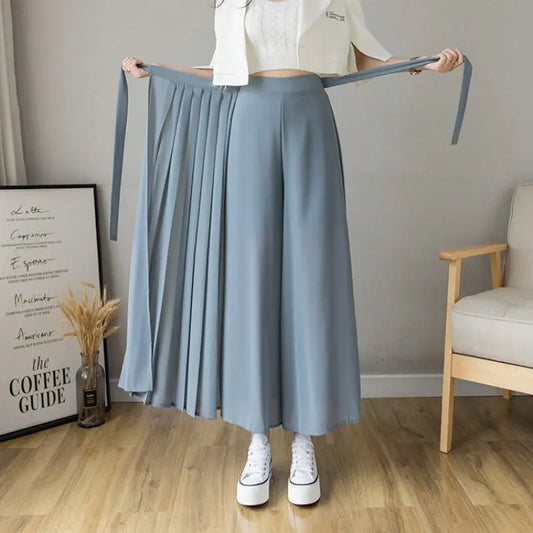 Skirt Trousers Pleated Chiffon  High Waist