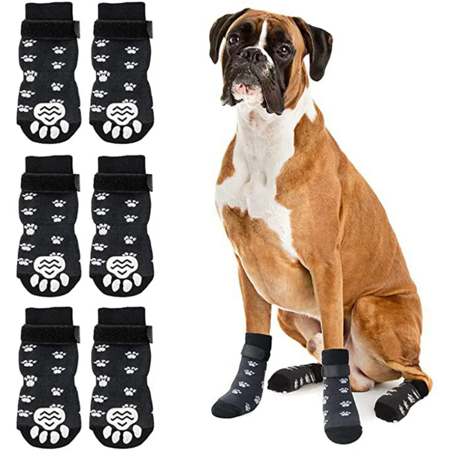 4Pcs Winter Warm Dog Socks Adjustable Anti Slip Skid Pet Shoes Socks Soft Breathable Paw Protector  Small Puppy Dogs