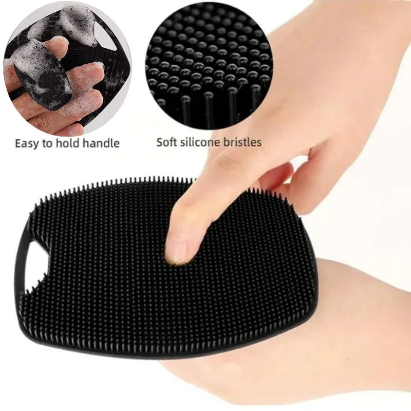 1/2pcs Soft Silicone Exfoliating Bath Brush With No Slip Handle Body Massages Skin Scrubber