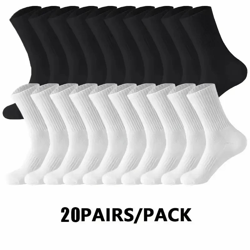 5/10/20 Pairs Neutral Solid Color Round Neck Socks Spring Summer Sweat Absorbing Breathable Soft Comfortable Couple Sports Socks