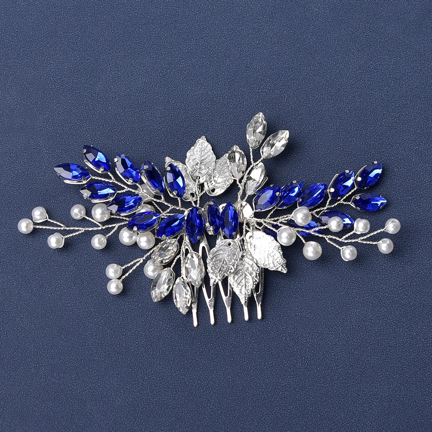 Crystal Pearl Hair Comb Clip Pin Alloy Leaf Hair Comb Handmade Headband For Women Bride Wedding Hair Accessories Jewelry