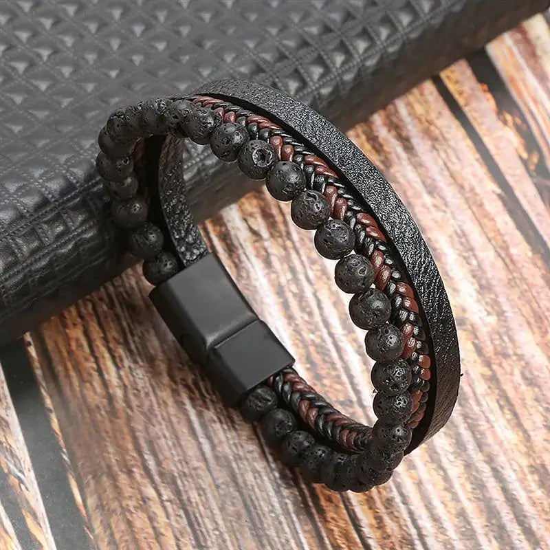 Classic Men's Leather Bracelet  Style Hand-woven Multi-layer Combination Accessory Fashion Man Jewelry
