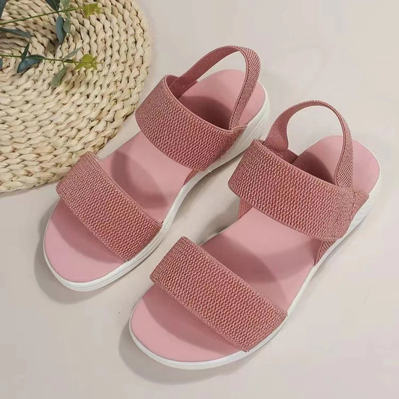 Women Summer Fashion Sandals Mesh Casual Sports Sandals Flying Woven Flat Shoes Sandals