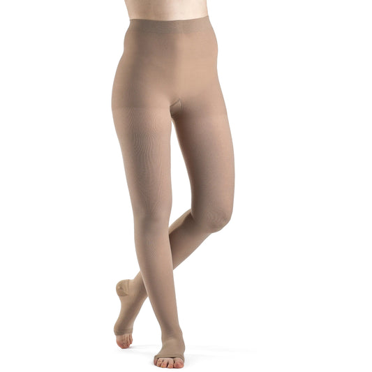 Medical 15-20 mmHg Compression Pantyhose, Waist High Open Toe Support Tights Stockings Anti Fatigue Travel Flight Soft Feel