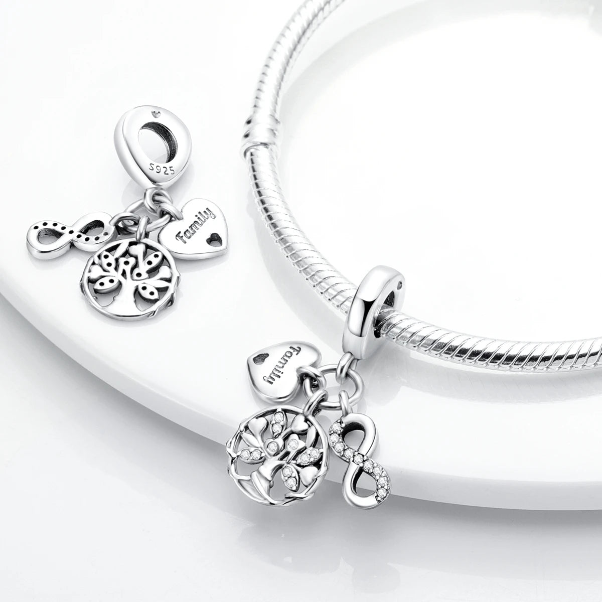 925 Sterling Silver Life Tree Symbol Series Charms Beads Fit Original Pandora Bracelets