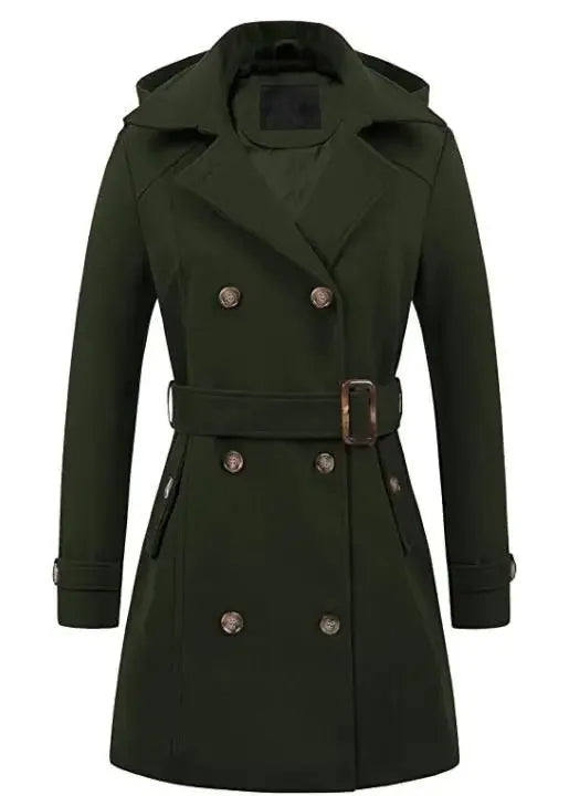 Outerwear Coat  Fashion Trench Coat Double-Breasted Classic Lapel Overcoat Belted