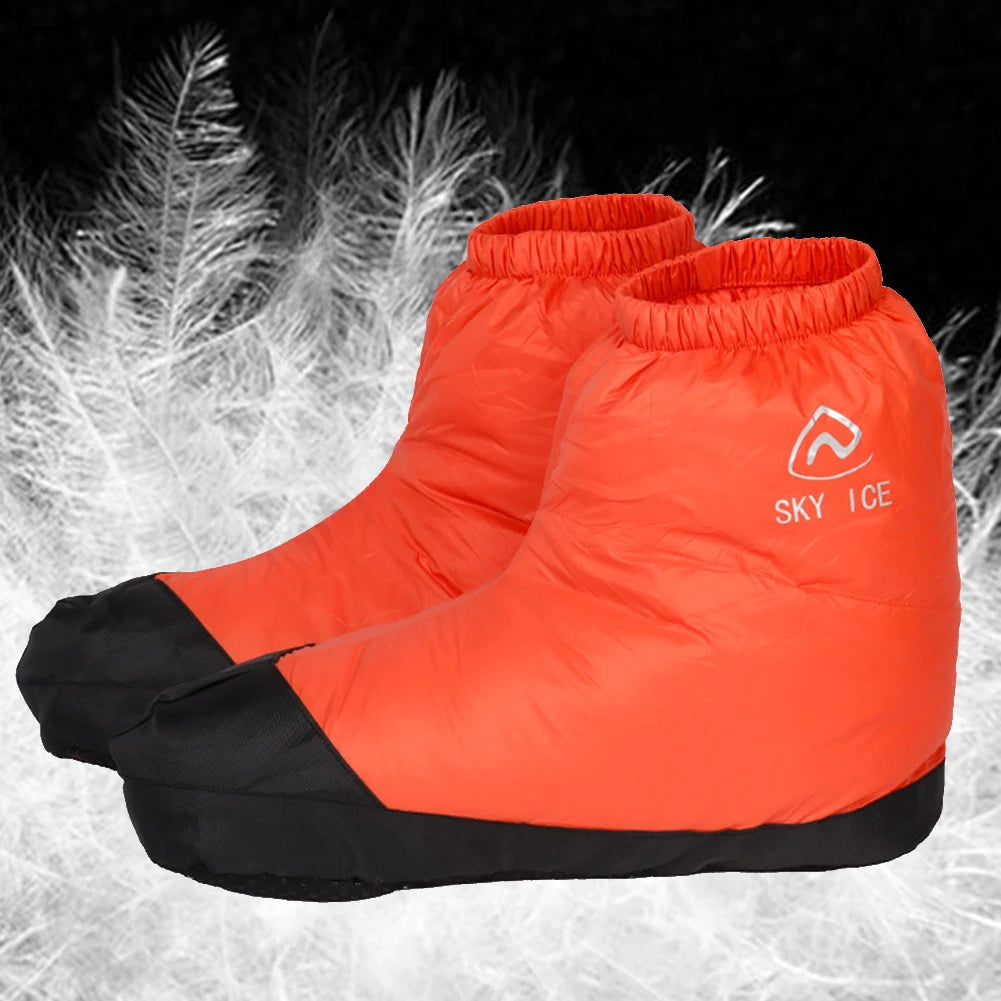 Down Booties Socks Ultralight Down Slippers Socks Windproof Waterproof for Winter Outdoor Camping Hiking