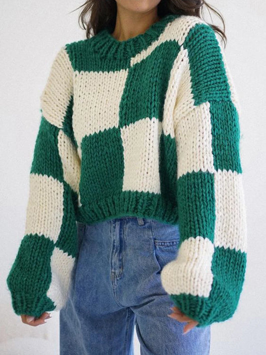 Cozy Oversized Stylish Color Block Sweater Casual Loose Fit Pullover