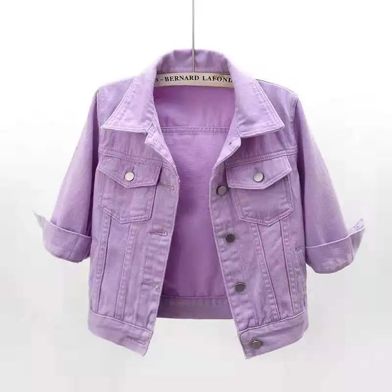 Women's Denim Jacket Short Coat  Jean Jackets Casual Tops Loose Tops Lady Outerwear
