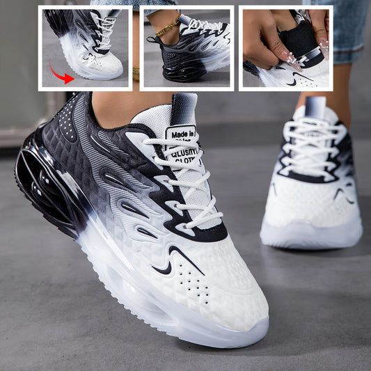 Women's running shoes, lightweight mesh fabric, breathable and comfortable flat soft tennis shoes, air cushioned sports shoes