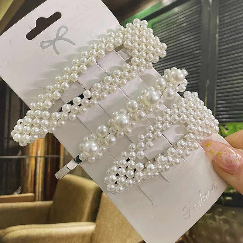 Simulated Pearl Hair Clips For Women Hairpins Geometric Hair Barrettes Fashion Hairgrip Hair Accessories