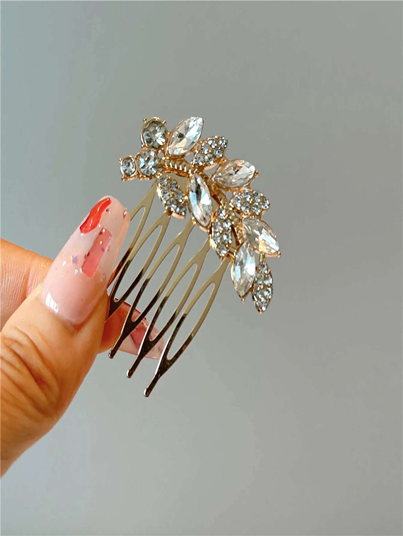 Luxury Rhinestone Hair Flower Leaf Small Hair Combs Hairpin Women Girls  Elegant Hair Accessories