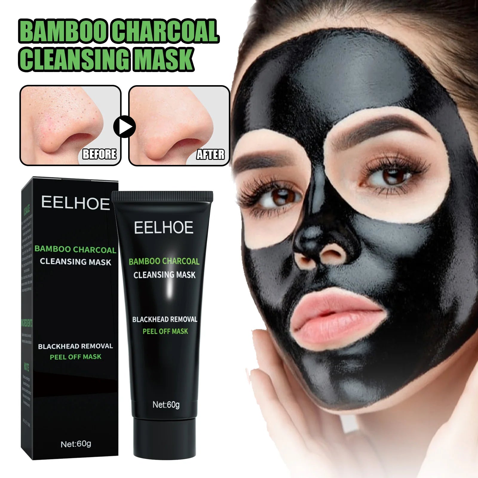 Bamboo Charcoal Peeling Mask Cleansing Pores Acne Blackheads