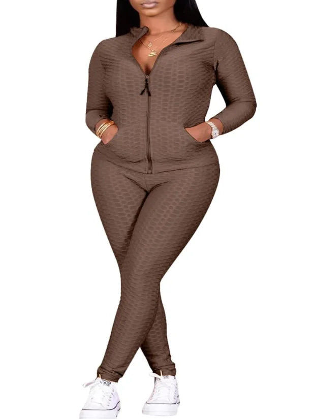 Women Two Piece Outfits  Long sleeve top Elastic waist bottom