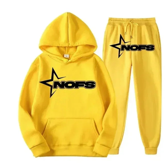 Trendy Kangaroo Pocket Hoodie And Sweatpants 2 Piece Set For Man Casual Letter Printed Outfits  Elastic Waist Pants Suit