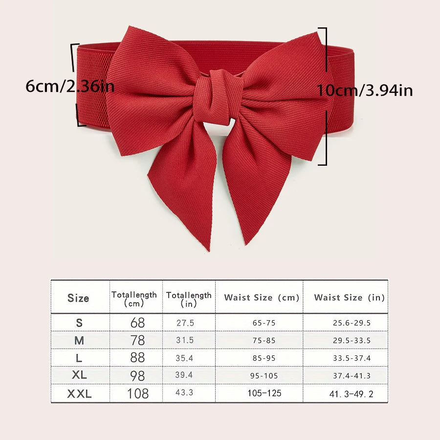 Women Stretch Waist Belt Straps Elegant Wide Side Waistband Large Bow Elastic Belts