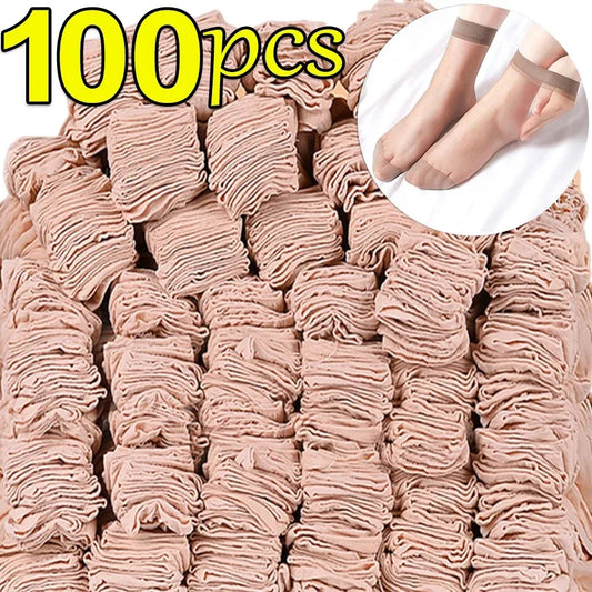 10pairs-50Pairs Transparent Summer Socks Ultrathin Women Nylon Ladies Female Short Ankle Elastic Crystal Spring Silk Sox