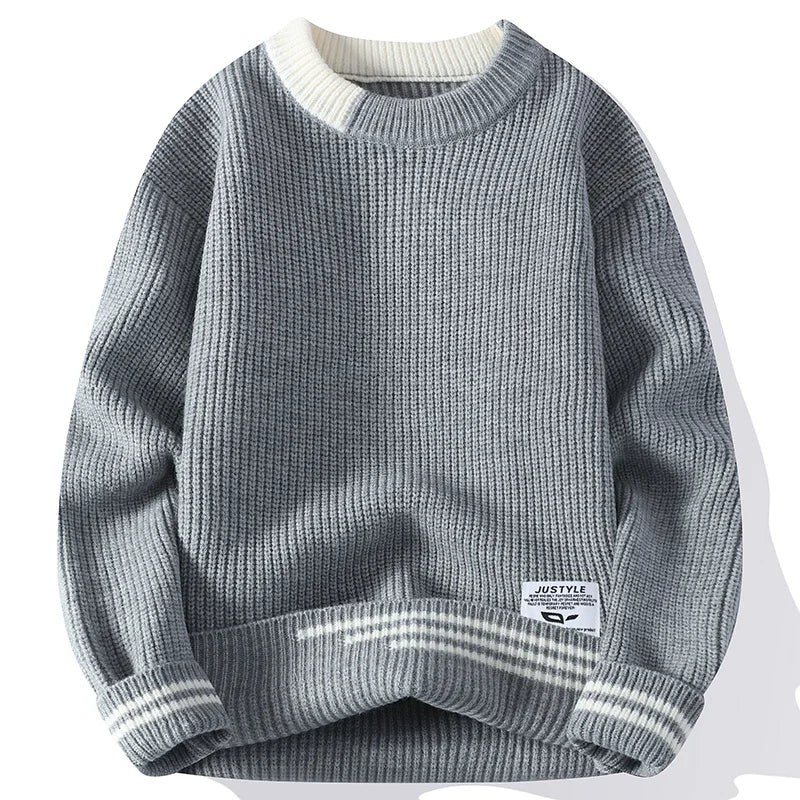 Retro Color Collision Twist Sweater Loose Fit Round Neck Knit Pullover