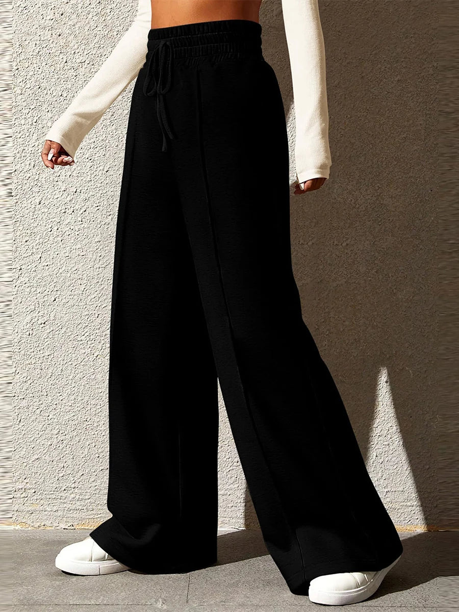 Women s High Waist Wide Leg Trousers Solid Color Loose Fit Palazzo Pants for Chic Street Style and Everyday Wear