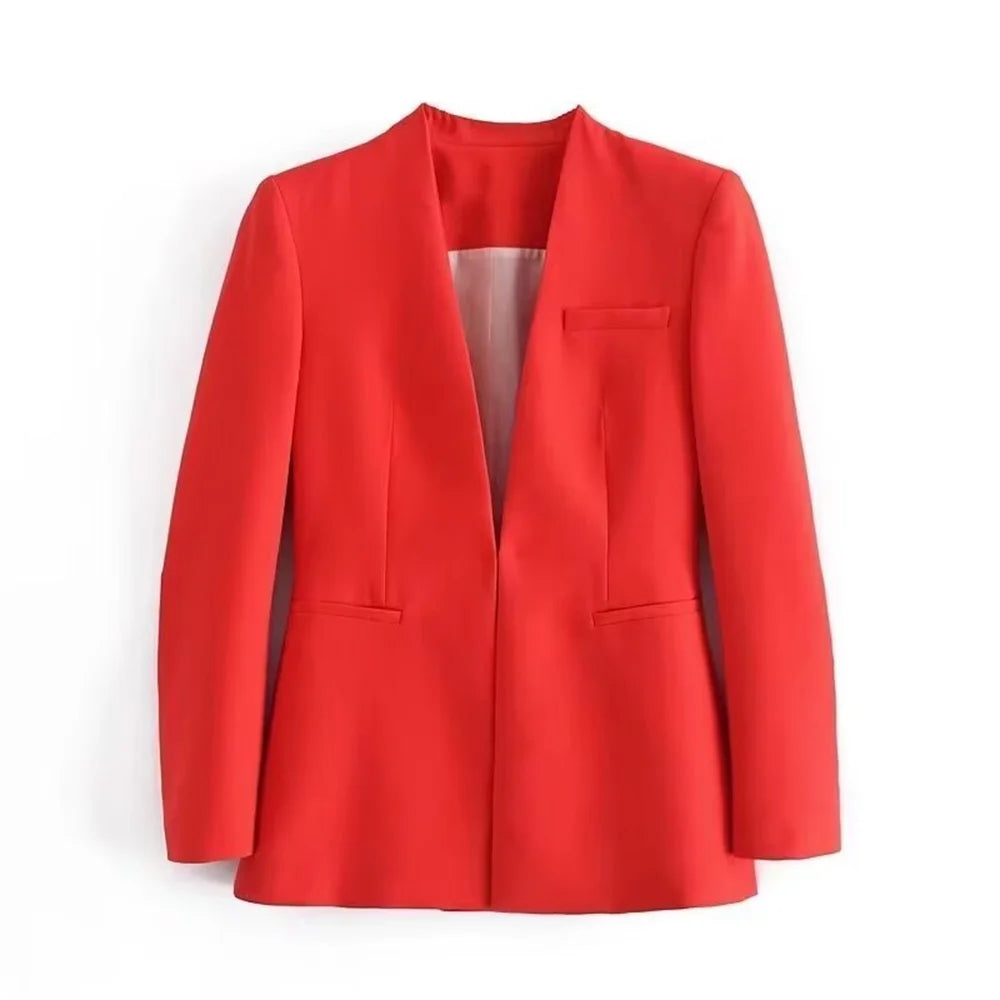 Casual Women's Wear Simple Fashion Solid Color Suit Top Straight Pants Set Two Piece Set Blazer Pants