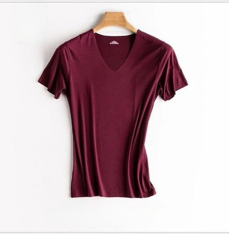 Men's Women's Sports Ice Silk Seamless Short Sleeves Gym Running Fitness Cycling T-Shirt Breathable Fit Solid Color V-neck