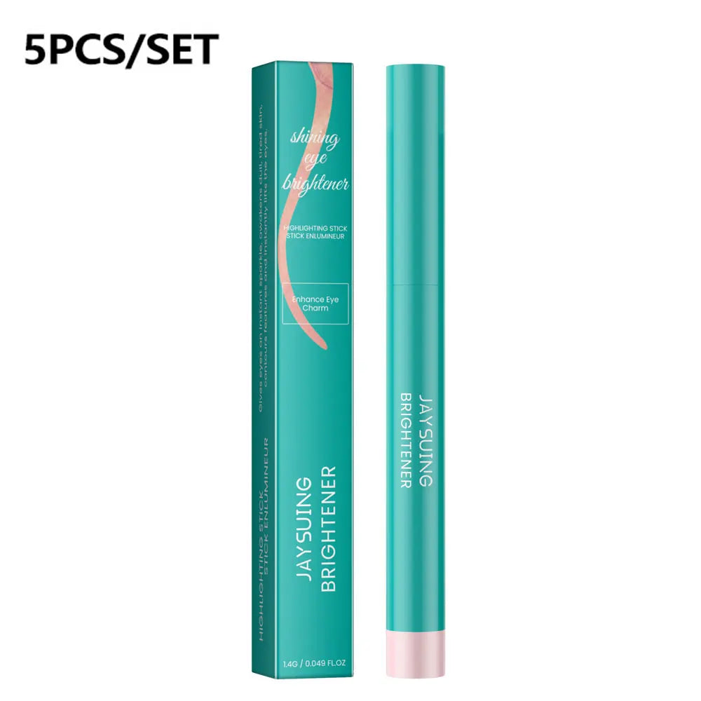 5pcs/set Shimmer Eyeshadow Stick Eyeshadow Highlight Waterproof  Pearlescent Glitter Eye Shadow Pencil