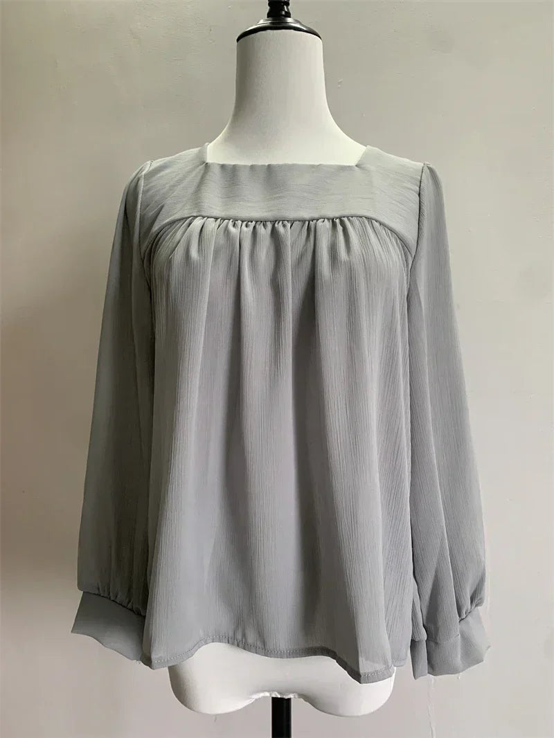 Chic Elegant Square Neck Women Blouse