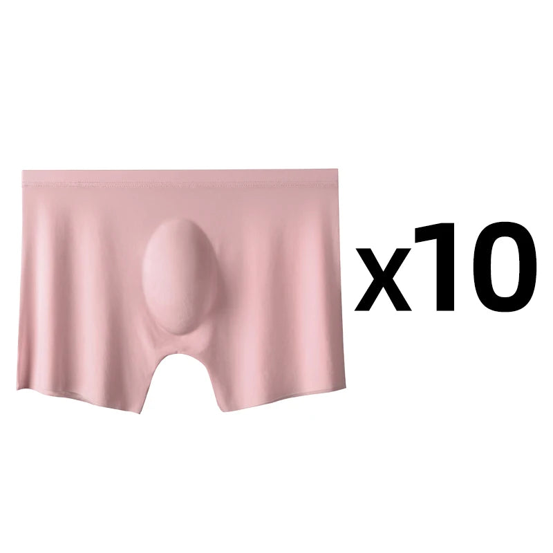10 Pcs/Lot Men's Summer Ice Silk Boxers Briefs Seamless Underwear Lingerie Underpants Shorts Ultra-thin Breathable Sexy