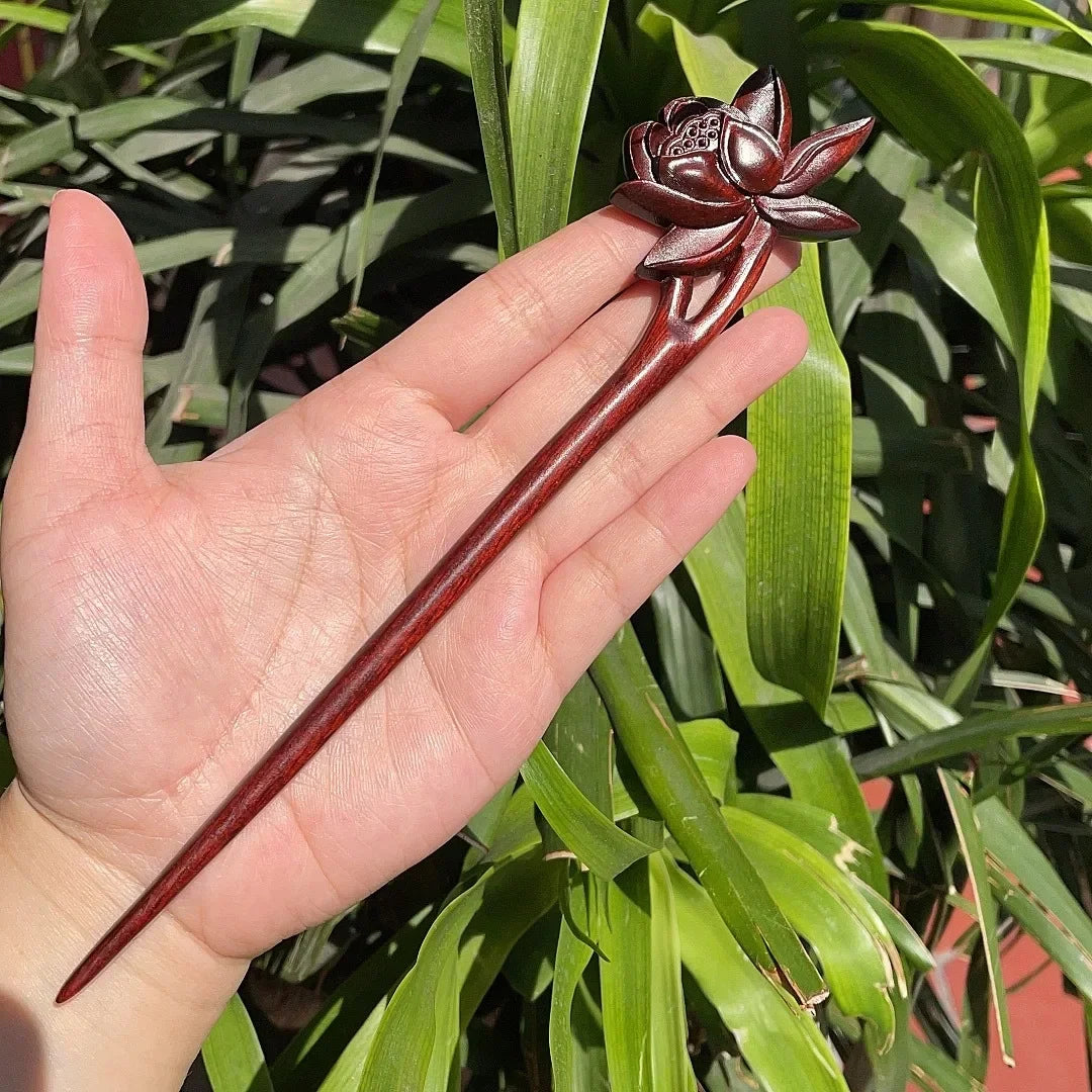 Chinese Retro Style Peach Wood Handmade Carved Hairpin Hollow Out Hair Stick Hairpin Women Hair Styling Tools Hair Accessories