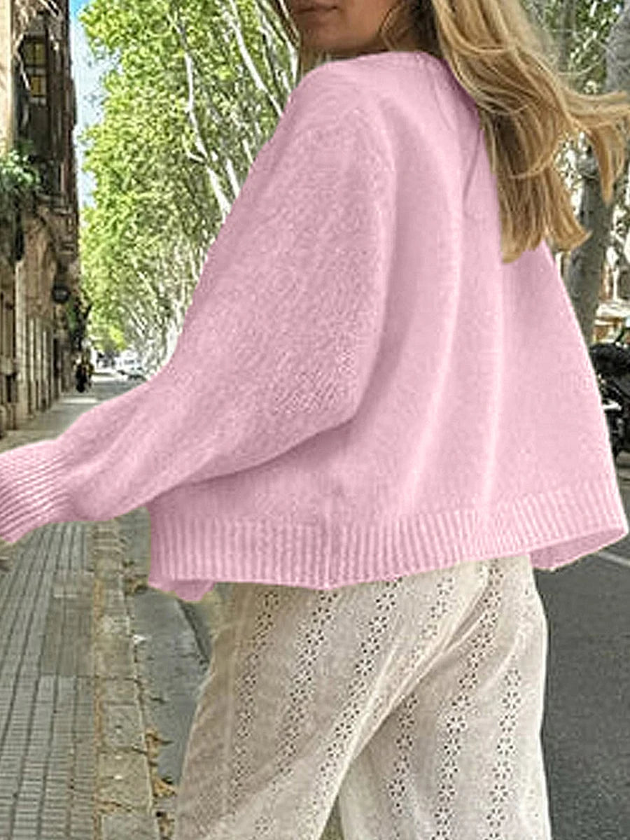 V-Neck Button Up Cardigans Cozy Lightweight Knit Sweaters with Pockets
