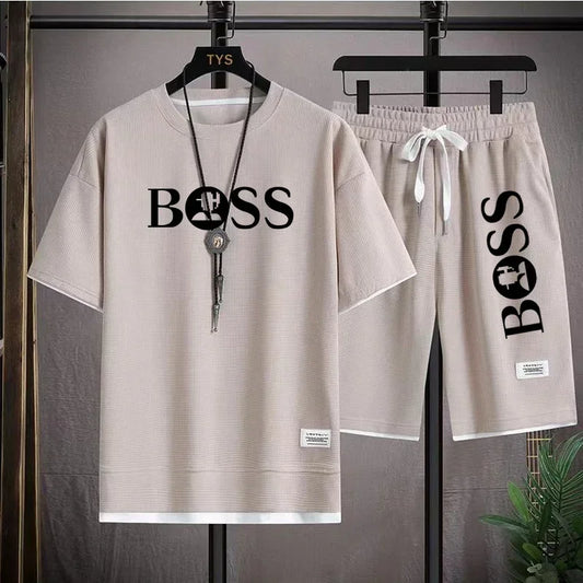 Men's luxury sportswear set casual fitness T-shirt and shorts 2-piece set with short sleeves summer
