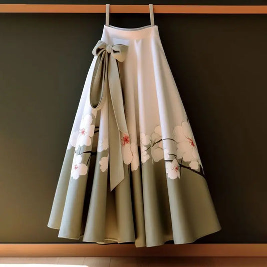 Retro Folded Loose Mid Length Skirt