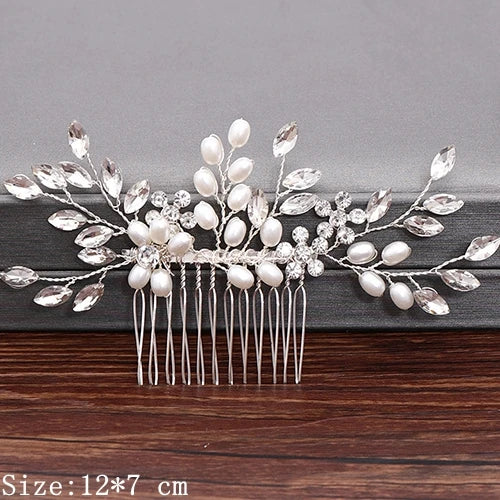 Hair Combs  Hair Accessories For Women Hair Jewelry Silver Color Pearl Rhinestone Head Jewelry Women Accessories