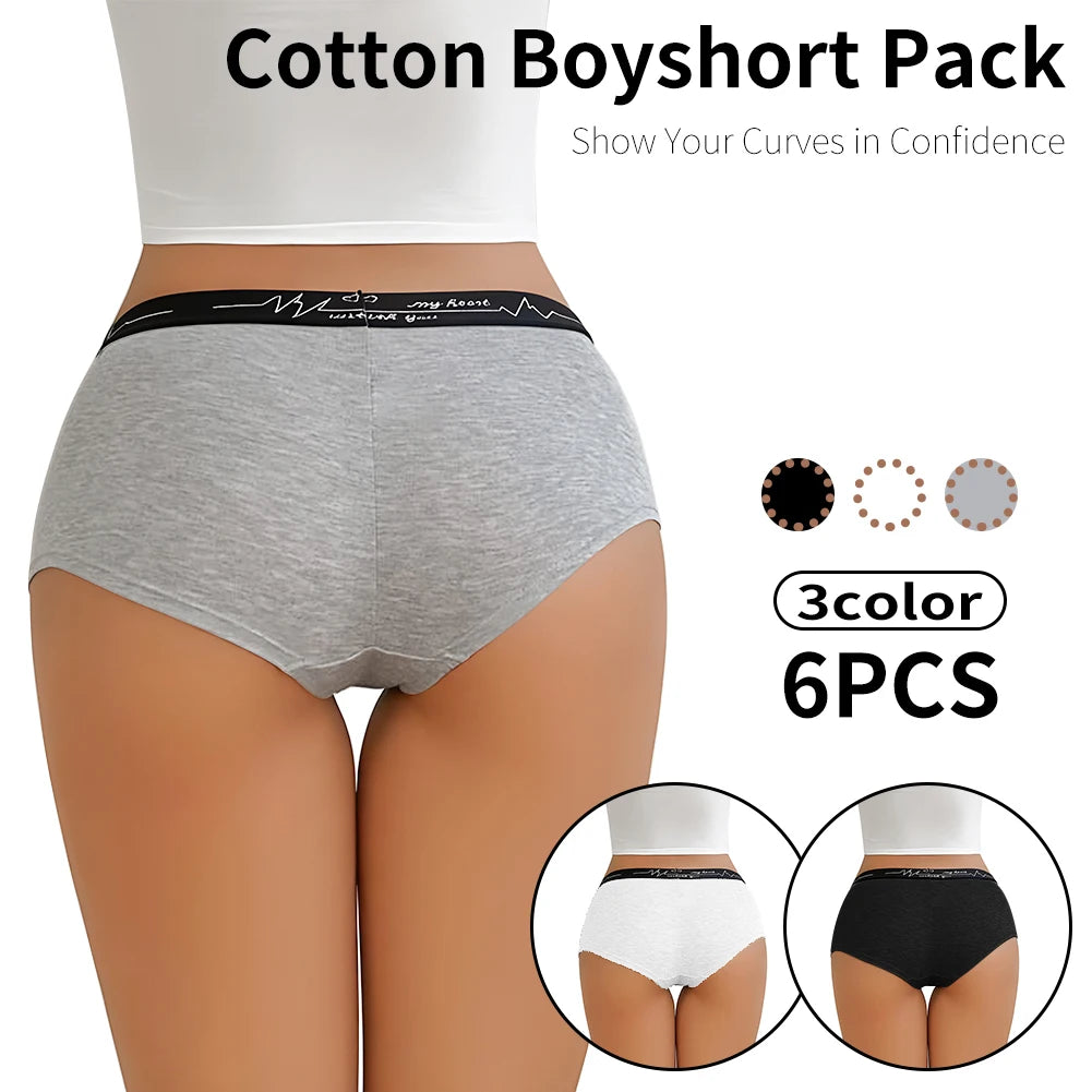 6 Pcs Cotton Boyshort Underwear  Cute Boxer Briefs Panties
