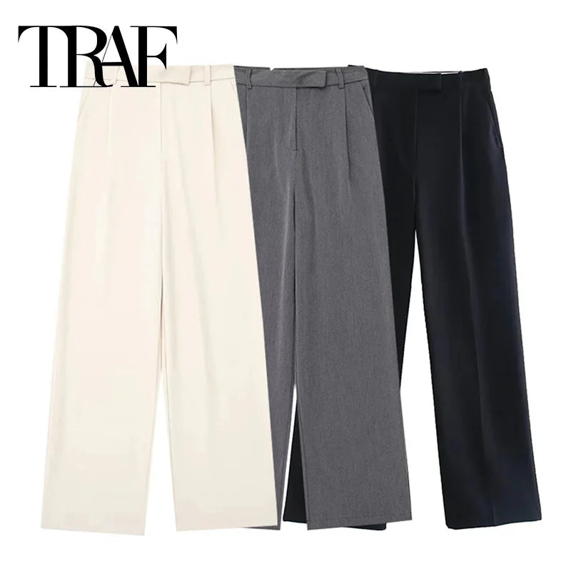 Women's Pants  Wide Leg Pants Women High Waist Baggy Pants Woman Fashion Summer Office Trousers