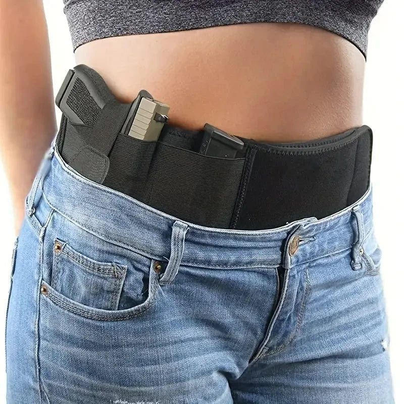 Waist Band Belt for Outdoor Hunting Fitness Defense Use Tactical Belly Gun Holster Portable Hidden Phone Bag Concealed Carry