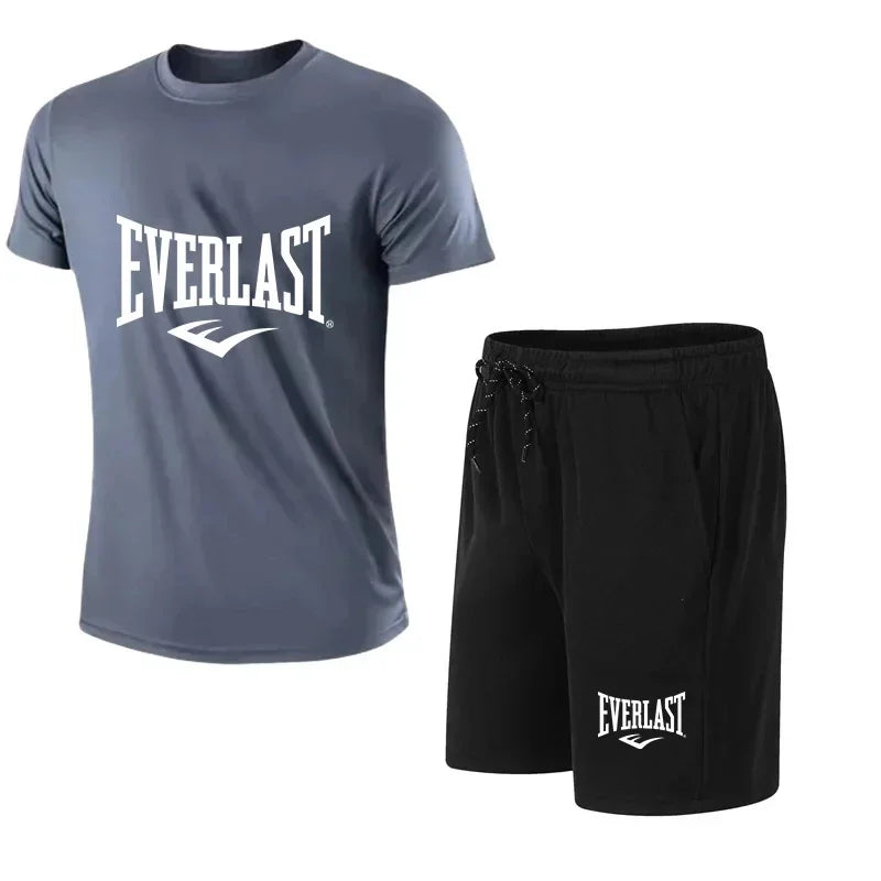 Summer Simplify Style Men's Sports Fashion Sets, Summer Leisure  Short Sleeve Tops + Shorts 2 Piece ,Outfit Outdoor Run Gym