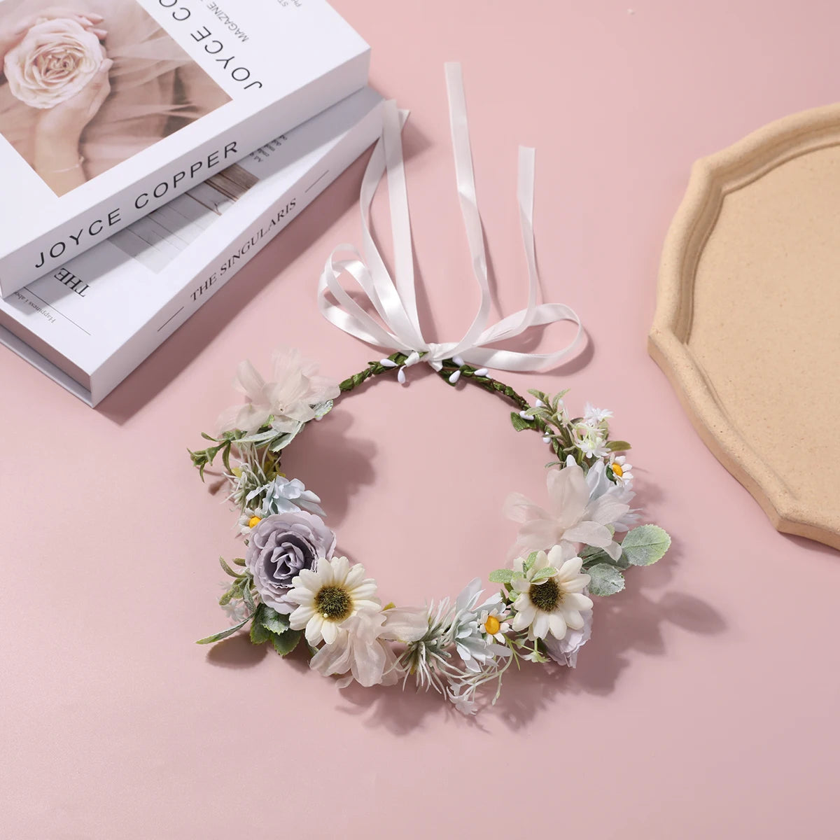 pastoral small fresh flower wreath hair hoop fairy rose flower flower headdress, retro antique style flower