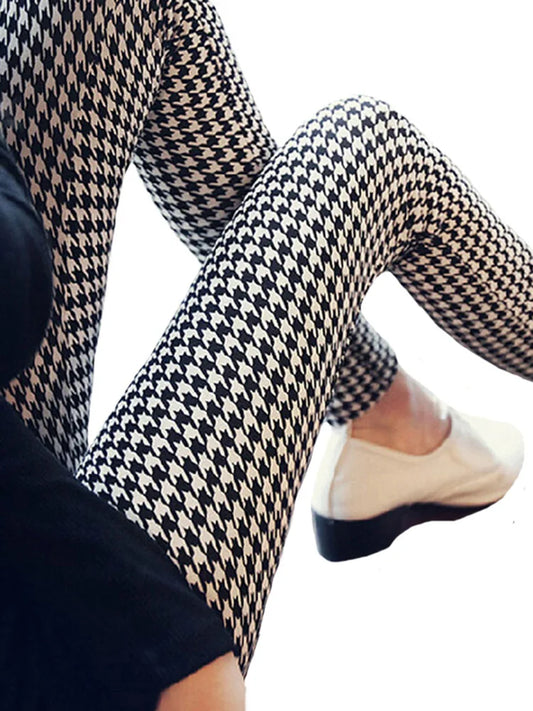 Graffiti Leggings Patterned Print Leggings For Women Leggings Houndstooth  Elastic Design Vintage Leggings