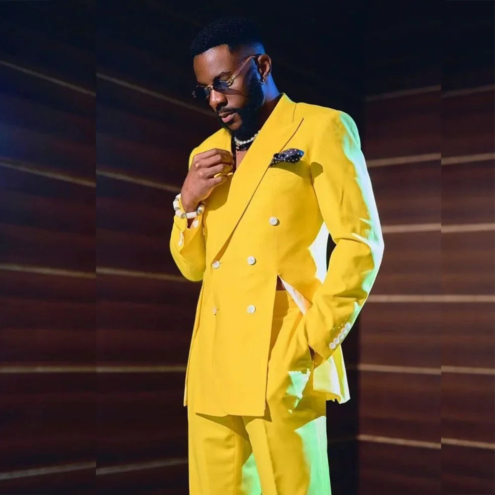 Fashion Men's Suits Special Style Double Breasted Peaked Lapel Luxury Blazer 2 Piece Jacket Pants Chic Blazer Customized