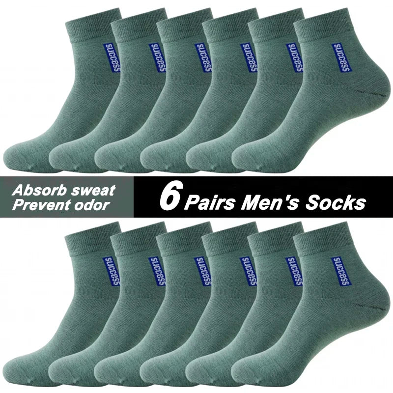 6 Pairs Bamboo Fiber Autumn Winter Men Socks Breathable Cotton Sports Sock Breathable Deodorant Business Socks