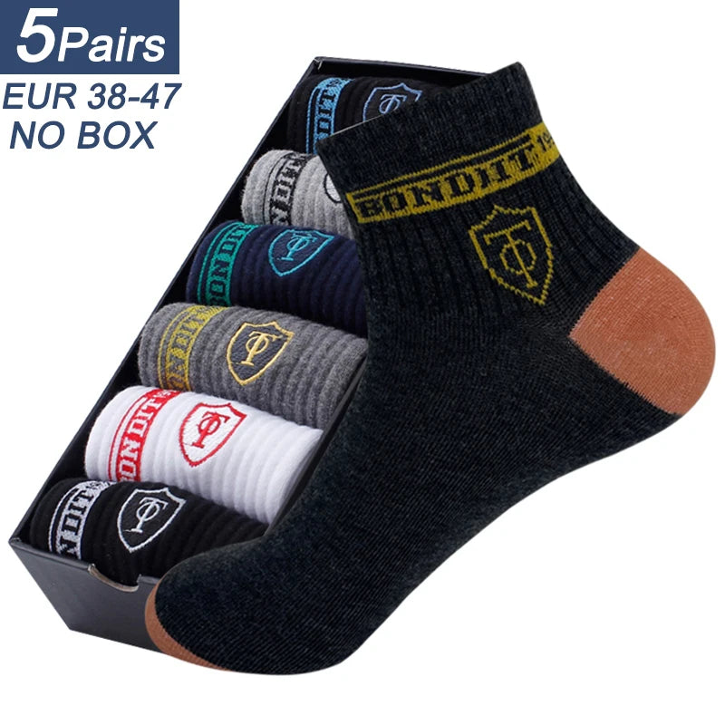 5 Pairs  Mens Sports Socks Summer Leisure Sweat Absorbent Comfortable Thin Breathable Basketball