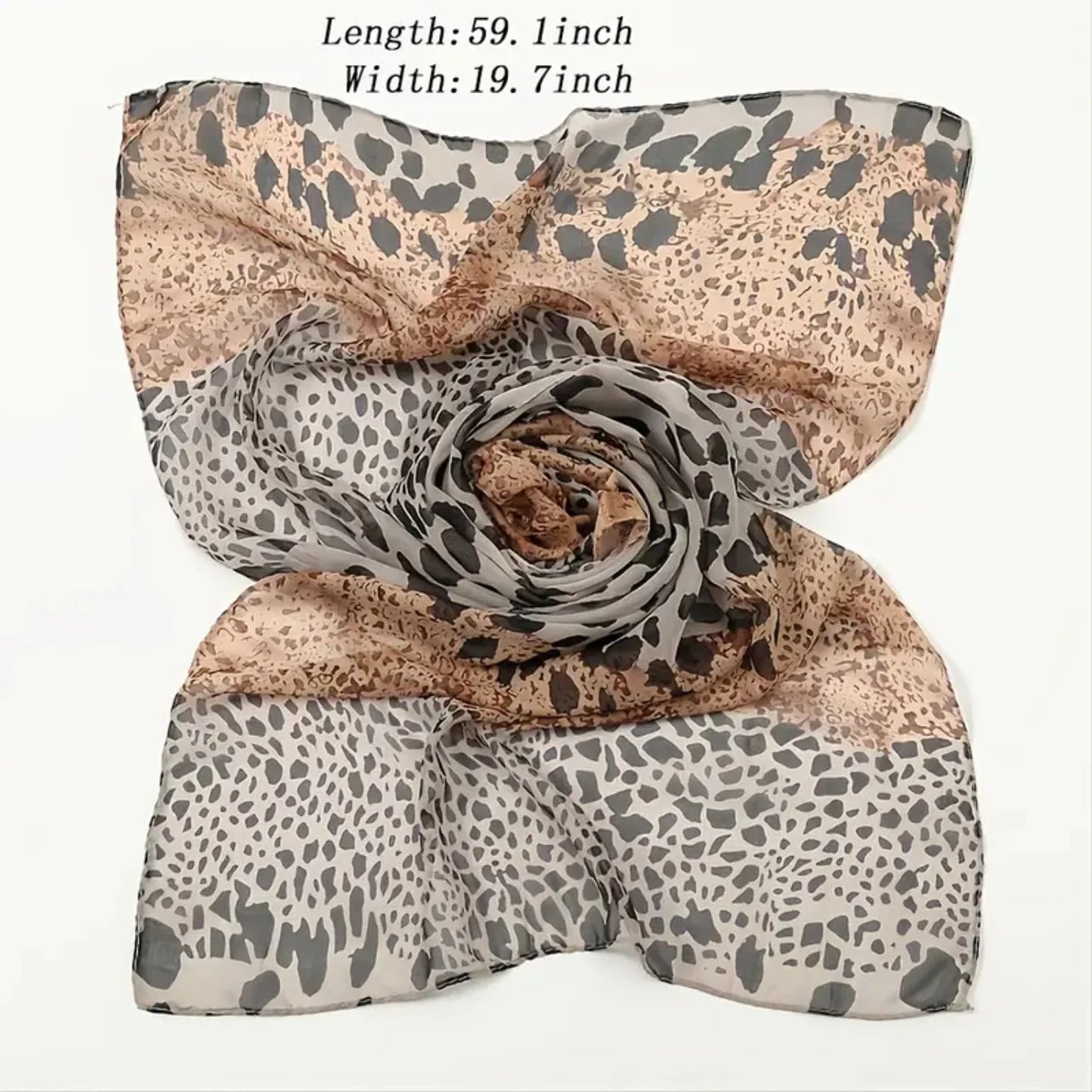 Fashion Leopard Print Splicing Thin Chiffon Scarf