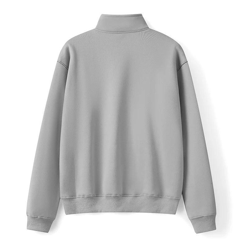 Cozy Fleece Quarter Zip Pullover Sweater with Stand Collar and Long Sleeves for Winter Warmth and Style