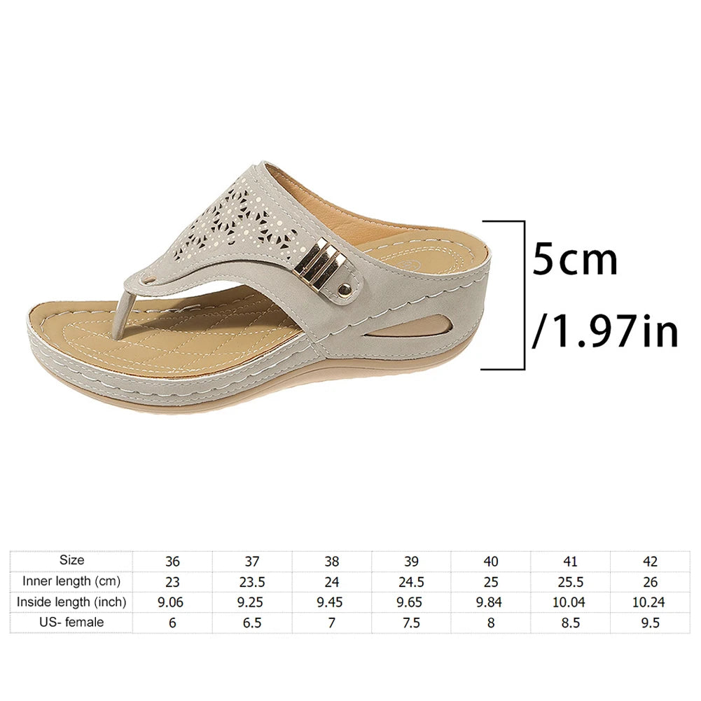 Women Orthopedic Sandals Casual Wedge Sandals Breathable Thick Sole Beach Shoes Comfortable Clip Toe Sandals for Outdoor Travel