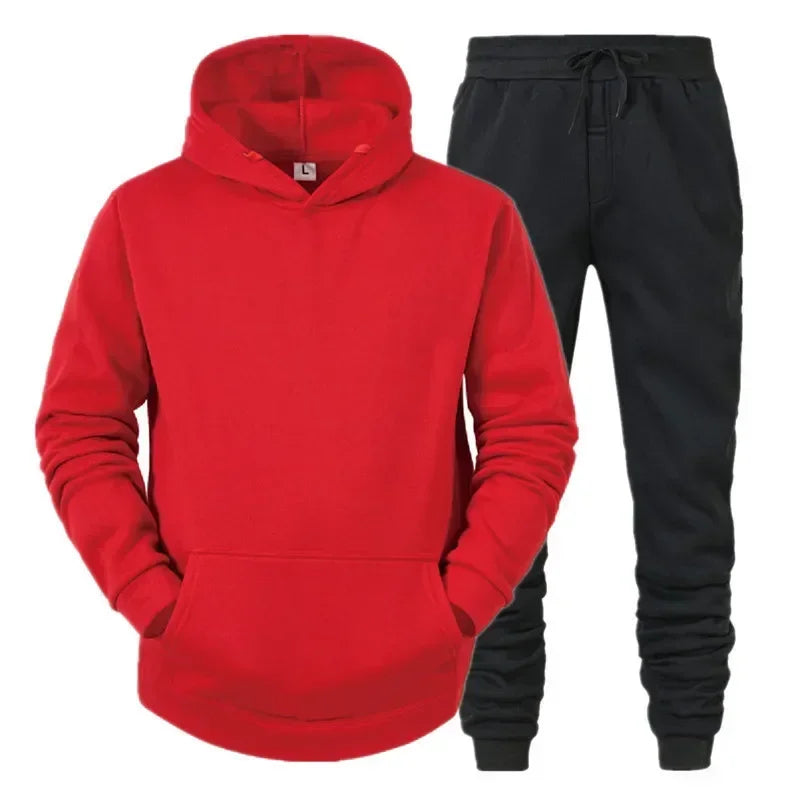 Basic Men/Women 2Pcs/Sets Sweatshirt Hoodies Pants Male Gyms Fitness Tops Joggers Sportswear Tracksuits