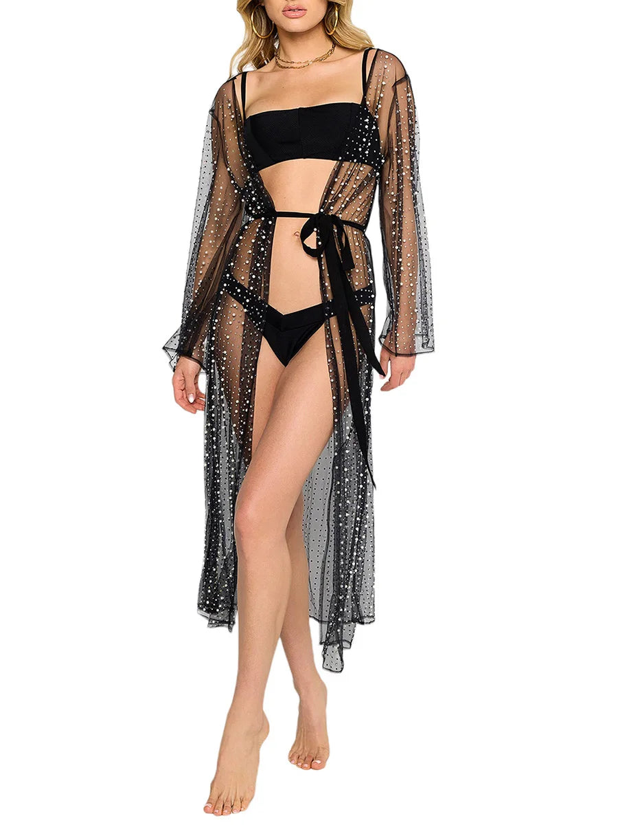 Women s Lightweight Kimono Cardigan with Tassel Trim Boho Style Beach Cover Up for Summer Vacation