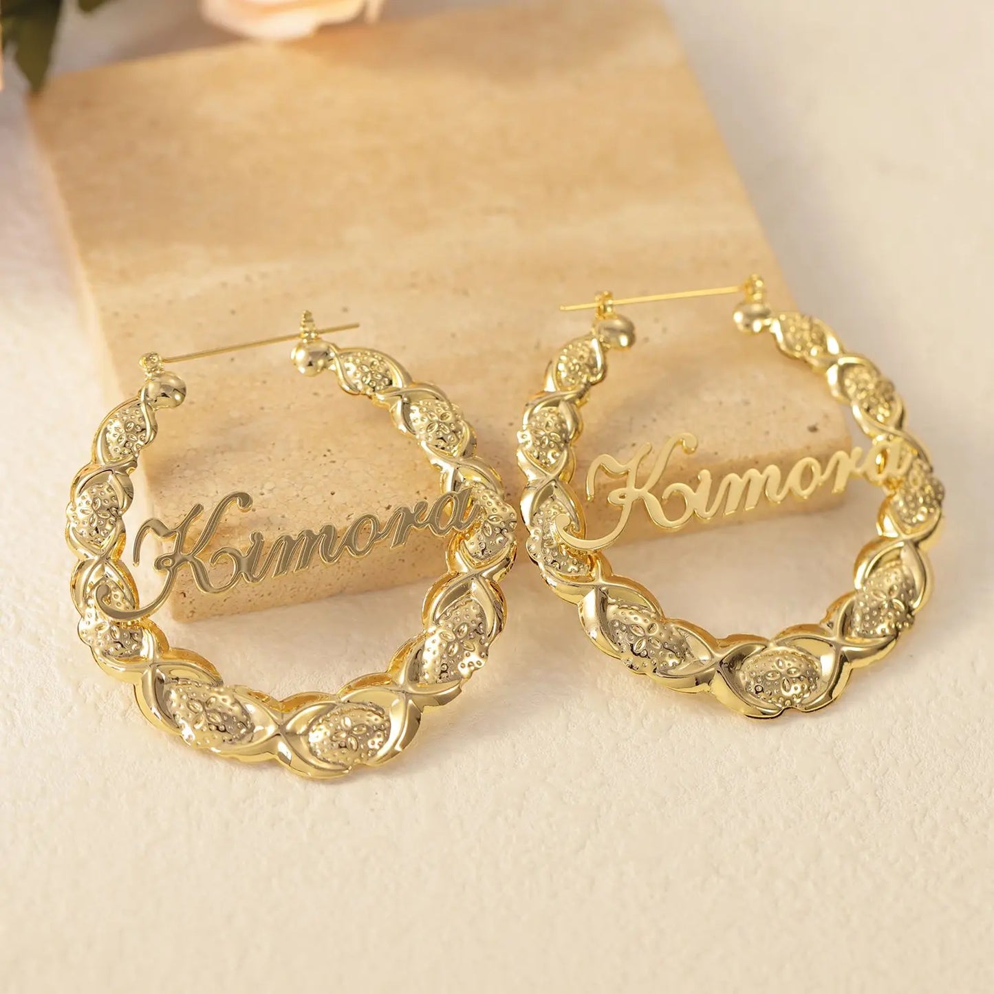 Twisted Hoop Customized Name Earrings