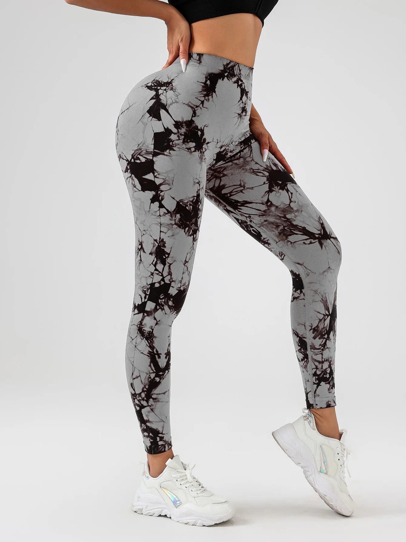 Spandex Tie Dye Scrunch Butt Lifting V Back Leggings Buttery Soft High Waist Yoga Pants