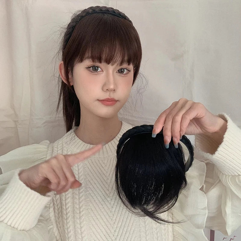 Fake Hair Bangs Hairband Hair Styling Tools Hair Clip Extension Synthetic Hair Fake Fringe False Hairpiece Clip In Bangs Headband